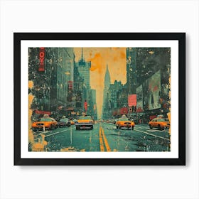 Urban Rhapsody: Collage Narratives of New York Life. New York City Taxis Art Print