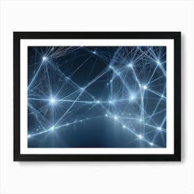 Abstract Image Of A Network Of Glowing Lines And Dots Against A Dark Blue Background, Creating A Sense Of Connection And Energy 1 Art Print