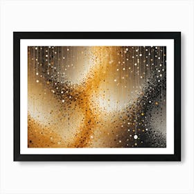 Abstract Background With Swirling Patterns And Textures In Gold, Brown, And White, Resembling Flowing Liquid Or Cosmic Dust Art Print