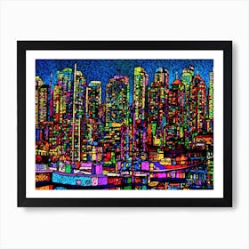 Vancouver Marina - In Vancouver At Night Art Print