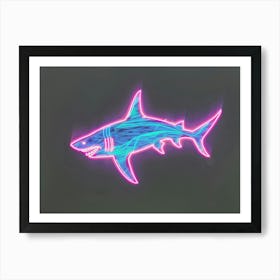 Neon Pastel Pink Blue Shark 6 Art Print