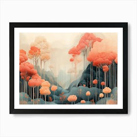 Dreamlike pink forest landscape Art Print