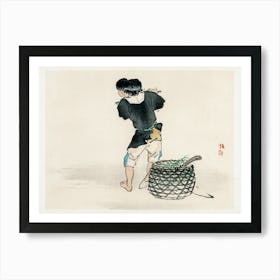 Man With Basket, Kōno Bairei Art Print