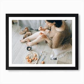 Woman Decorating Eggs Art Print