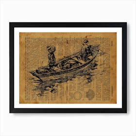 Boat And Sailors Art Print