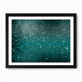 Metallic Teal Shining Star Background Art Print