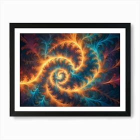 Abstract Image Of A Swirling, Colorful Pattern In Shades Of Orange, Blue, And Red, Resembling A Galaxy Or A Cosmic Event Art Print