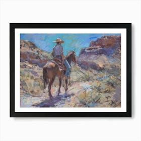 Cowboy In Mojave Desert Nevada 3 Art Print