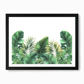 Tropical Seamless Border With Beautiful Palm, Banana Leaves 2 Art Print