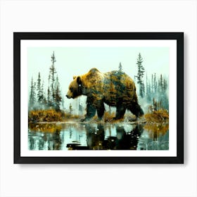 Bear River - Grizzly Animal Art Print