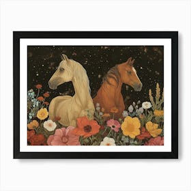 Floral Animal Illustration Horse 1 Art Print