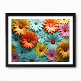 Paper Flowers Background Art Print