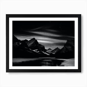 Black And White Mountain Landscape 28 Art Print