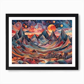 Mountains At Night Art Print