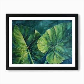 Two Green Leaves Art Print