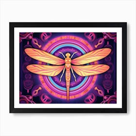 Dragonfly Roseeate Skimmer Bright Colours 1 Art Print