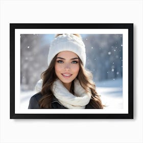 Beautiful Woman In Winter 2 Art Print