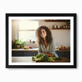 Healthy Woman In Kitchen 7 Art Print
