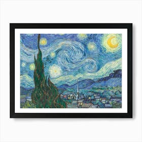 Sternennacht Vincent van Gogh, blaue Malerei Art Print