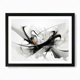 Quantum Entanglement Abstract Black And White 12 Art Print