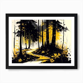 Yellow Path In The Forest Art Print