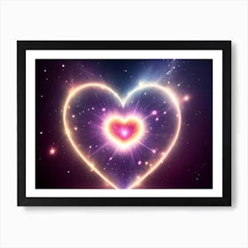 A Colorful Glowing Heart On A Dark Background Horizontal Composition 21 Art Print