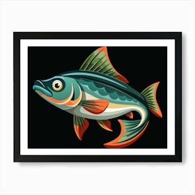 Fish On Black Background Art Print