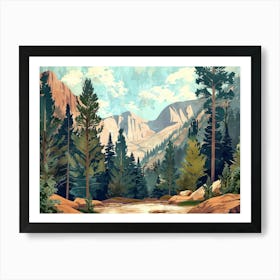 Vintage Wooded Pines 6 Art Print