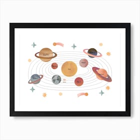 Solar System In White Art Print