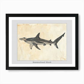 Hammerhead Shark Grey Silhouette 12 Poster Art Print