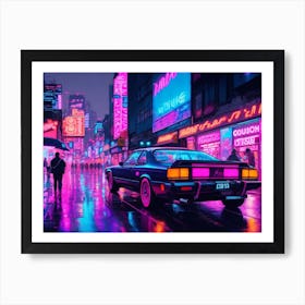 Vibrant Energy Of A Bustling Cityscape In The 80s Art Print