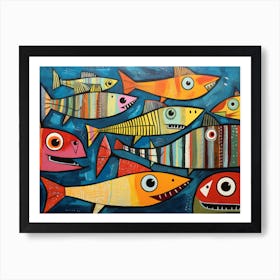 Hunzinator School Of Muskellunge Picasso Style Art Covering The 7a58ddfd C2f6 4a99 A146 93a7f1698c6b Poster