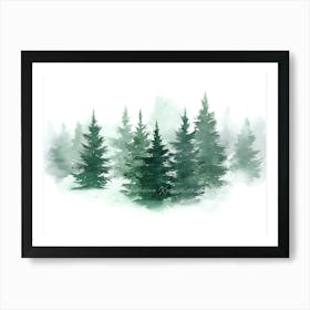 Watercolor Of Pine Trees Art Print