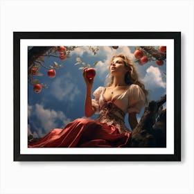 Upscaled A Woman Sitting Under An Apple Tree And Cradled By Clouds C735b805 B166 48a4 A41c B32e84248201 Art Print