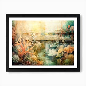 Sea Nautic Art Illustration In A Painting Style 02 Art Print