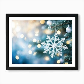 Abstract Decoration Of A Snowflake Structure Dominated By A Sparkling Excessively Blinding Whitenes (2) Art Print