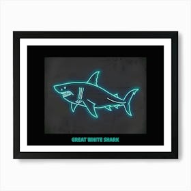 Blue Neon Great White Shark 5 Poster Art Print