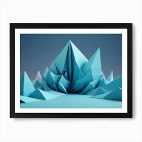 Abstract Image Of Blue, Geometric Shapes Forming A Mountain Like Landscape Art Print