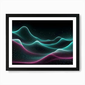 A 3d Illustration Of A Digital Landscape With Glowing Lines And Points Resembling Mountains 2 Art Print