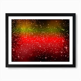 Red, Green, Brown Shining Star Background Art Print