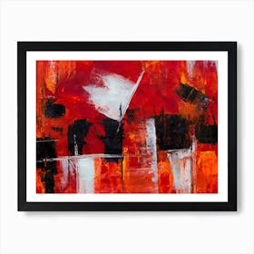 Abstract Painting, Oil On Canvas, Red Color Art Print