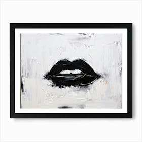 Abstract Painting Of Full Sealed Lips Painted Black Symbolizing Silence And Mystery Expressive Mi Art Print