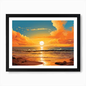 Beach Sunset Of Orange And Yellows Art Print