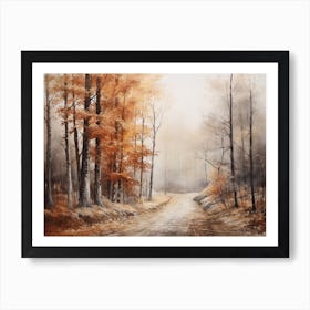 A Painting Of Country Road Through Woods In Autumn 64 Art Print