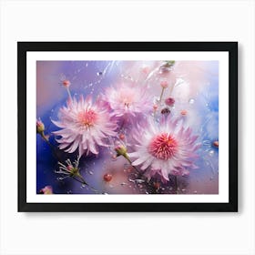 Pink Flowers With Water Droplets 1 Art Print