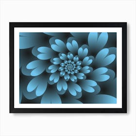 Blue Floral Satin Wallpaper Art Print