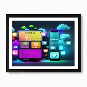 Mobile App Concept Future Of Mobile Applications Development In Colorful Dreaming Life Art Print