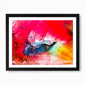 Abstract Painting, Acrylic On Canvas, Red Color 1 Art Print