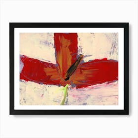 Opened Tulip - contemporary abstract art painting red beige flower floral living room kitchen Art Print