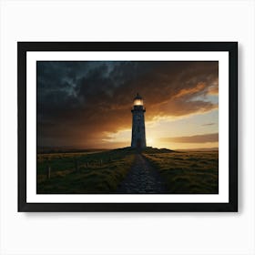 Lighthouse At Sunset 4 Art Print